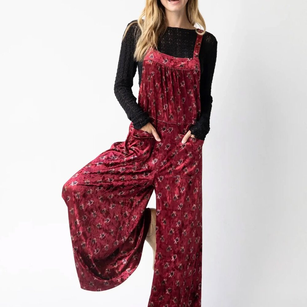 Velvet Dakota Tie Overall by Natural Life in Cranberry - NWT